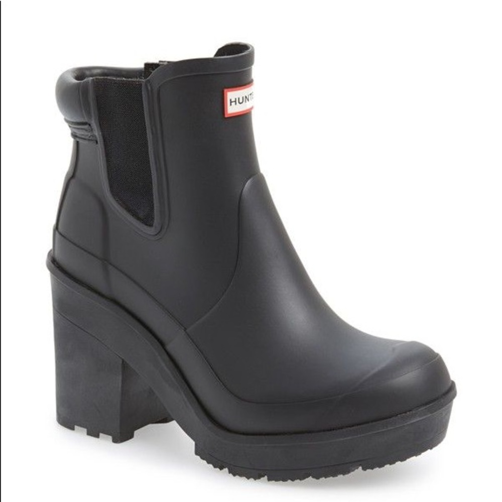 RARE Hunter platform heeled rain boots